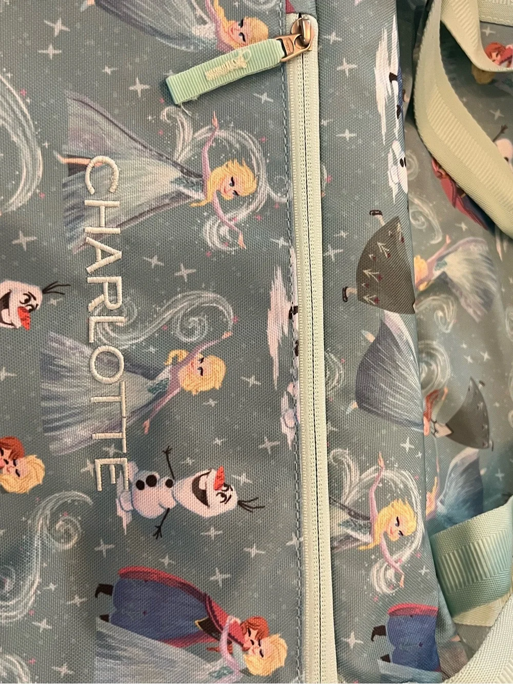 Disney Light Blue Frozen Character Kids Duffle Bag